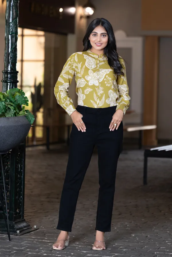 Yellow_Viscose_Rayon_Shirts_For_Women