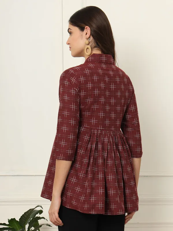 Maroon_Pure_Cotton_Top_For_Women