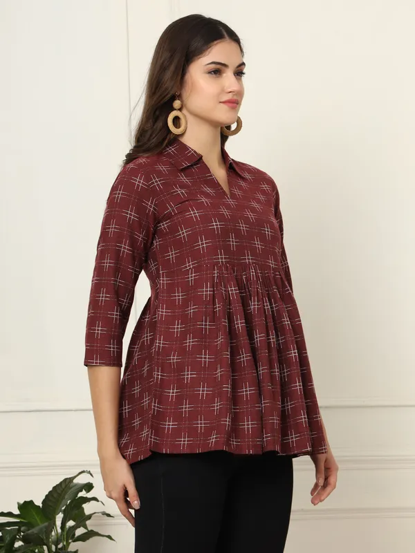 Maroon_Pure_Cotton_Top_For_Women