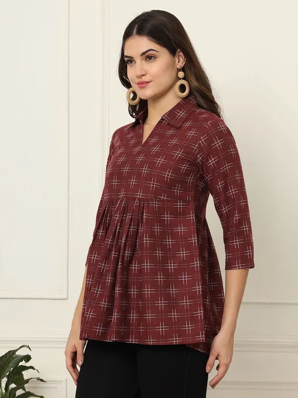 Maroon_Pure_Cotton_Top_For_Women
