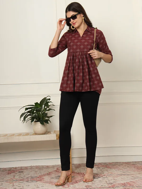 Maroon_Pure_Cotton_Top_For_Women