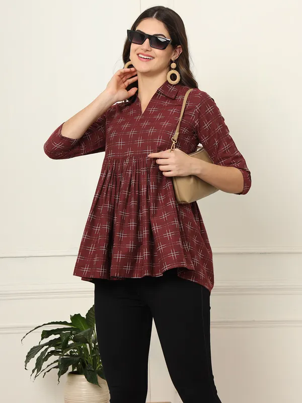 Maroon_Pure_Cotton_Top_For_Women