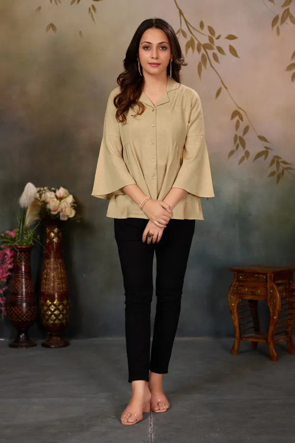 Beige_Cotton_Blend_Top_For_Women