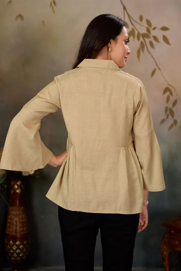 Beige_Cotton_Blend_Top_For_Women