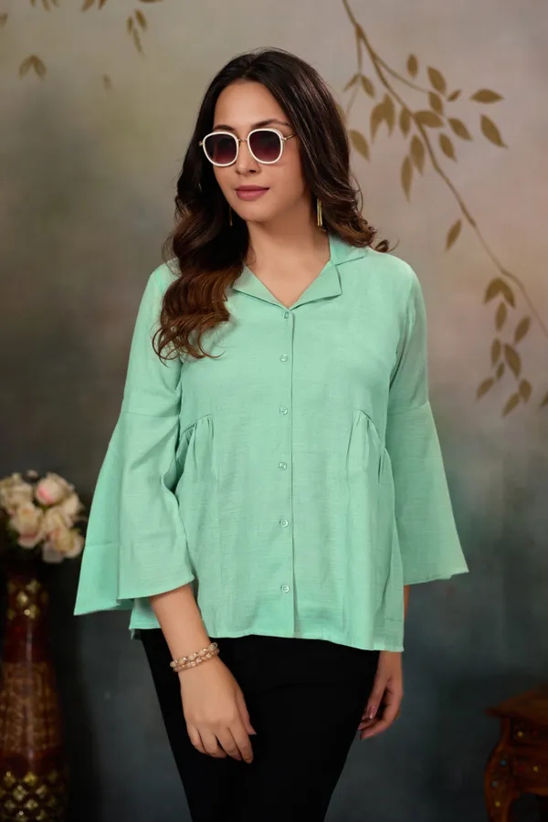 Pastel_Green_Cotton_Blend_Top_For_Women