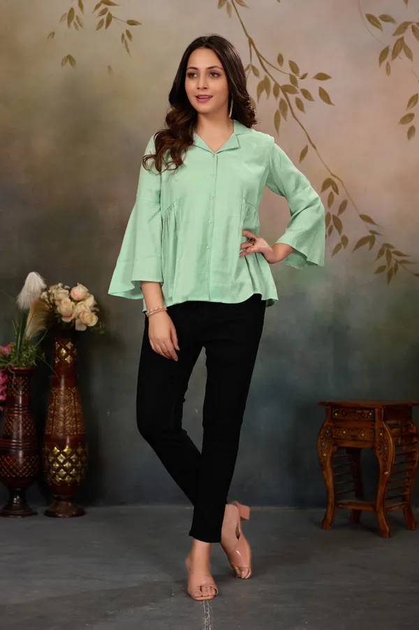 Pastel_Green_Cotton_Blend_Top_For_Women
