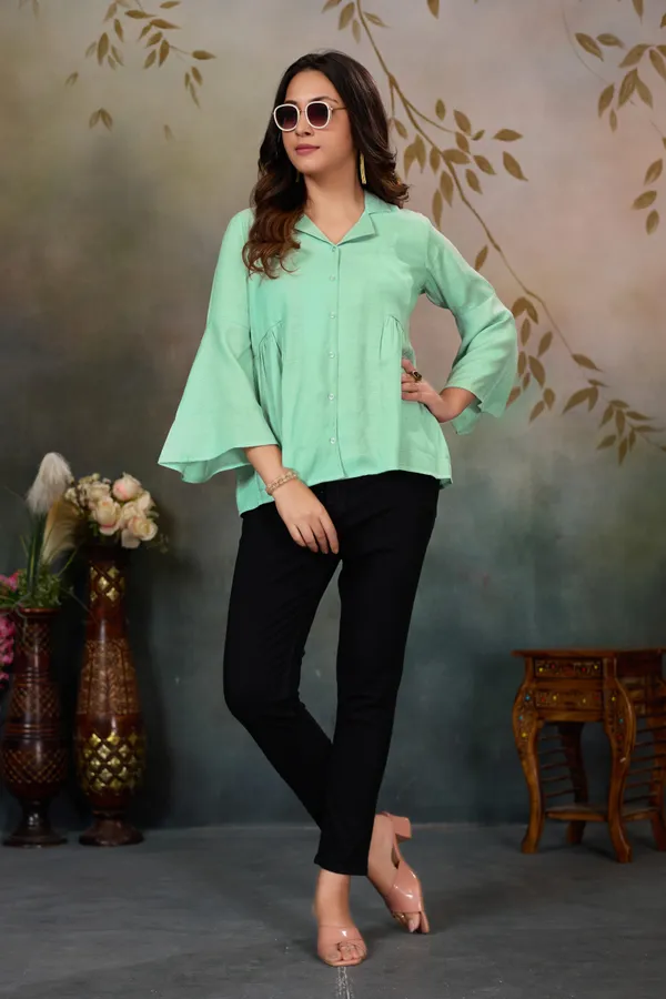 Pastel_Green_Cotton_Blend_Top_For_Women