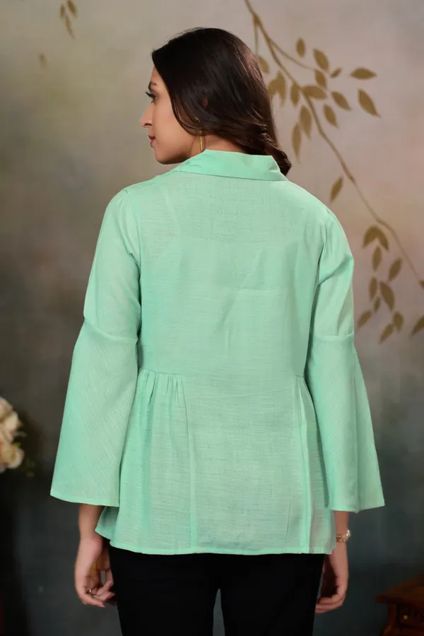 Pastel_Green_Cotton_Blend_Top_For_Women
