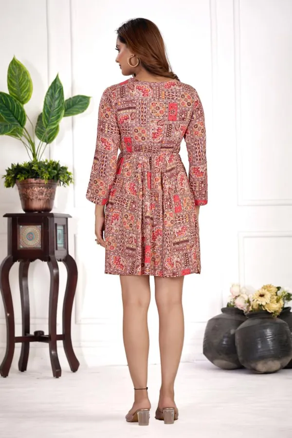 Salmon_Pink_Viscose_Rayon_Dresses_For_Women