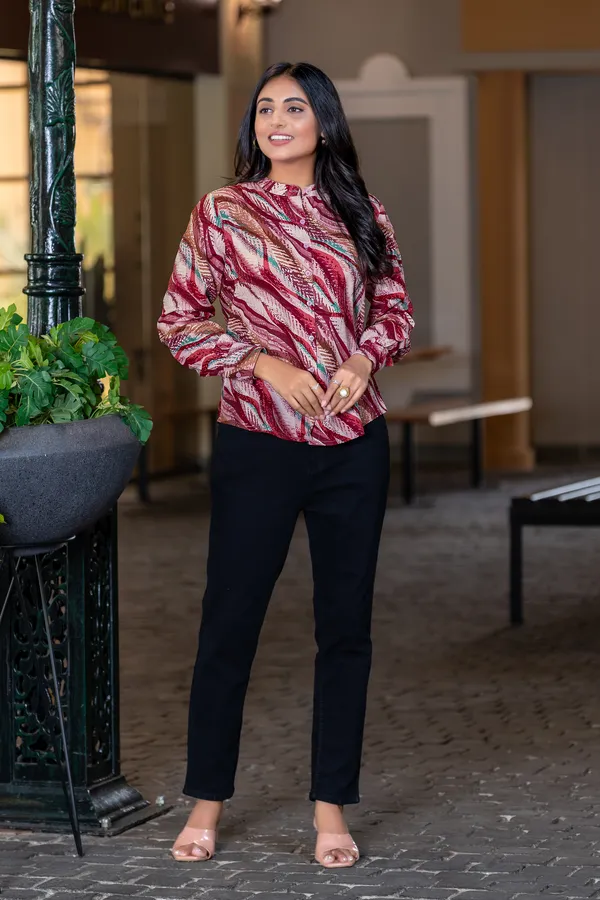 Red_Viscose_Rayon_Shirts_For_Women