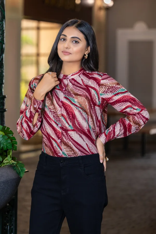 Red_Viscose_Rayon_Shirts_For_Women