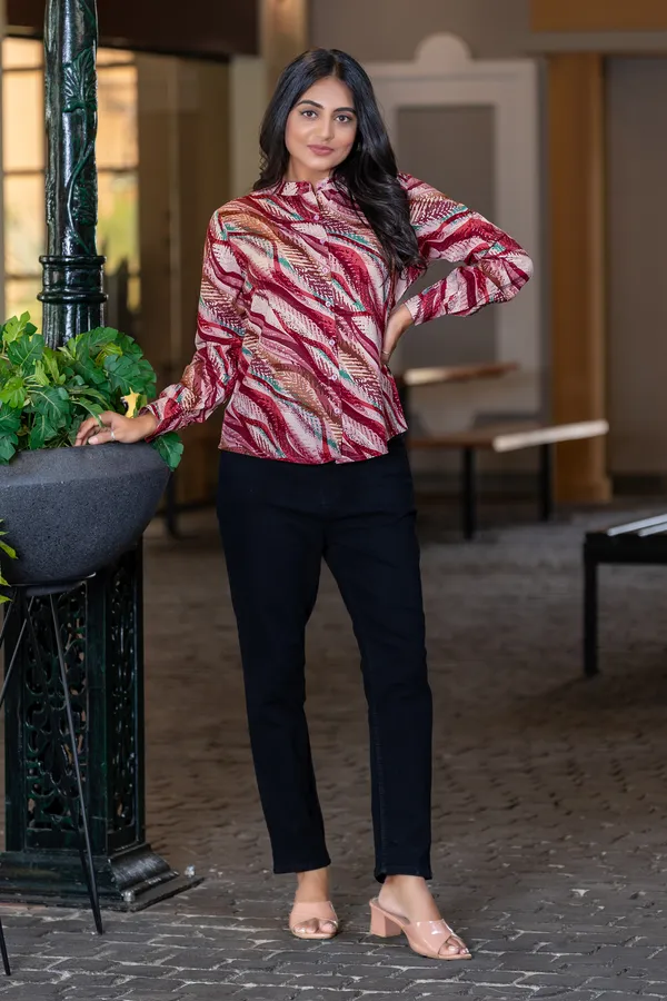 Red_Viscose_Rayon_Shirts_For_Women