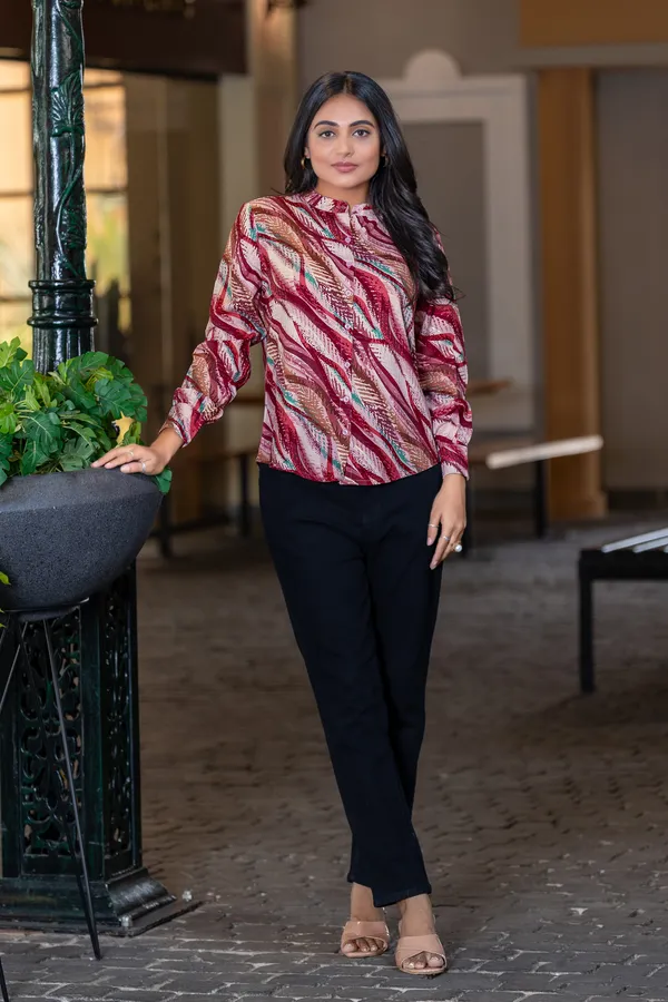 Red_Viscose_Rayon_Shirts_For_Women