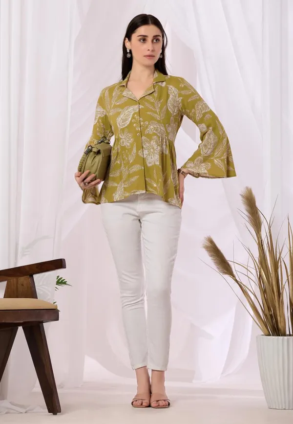 Yellow_Viscose_Rayon_Top_For_Women
