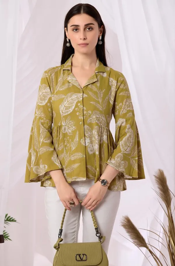 Yellow_Viscose_Rayon_Top_For_Women