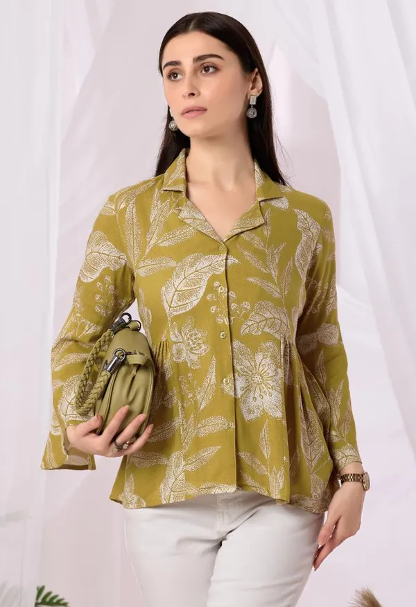 Yellow_Viscose_Rayon_Top_For_Women