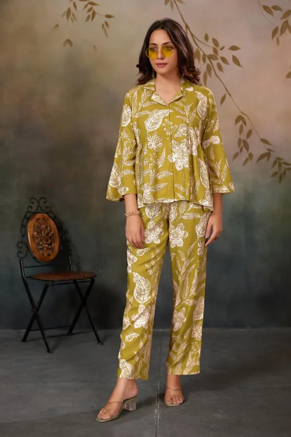 Yellow_Rayon_Co-Ord_Set_For_Women