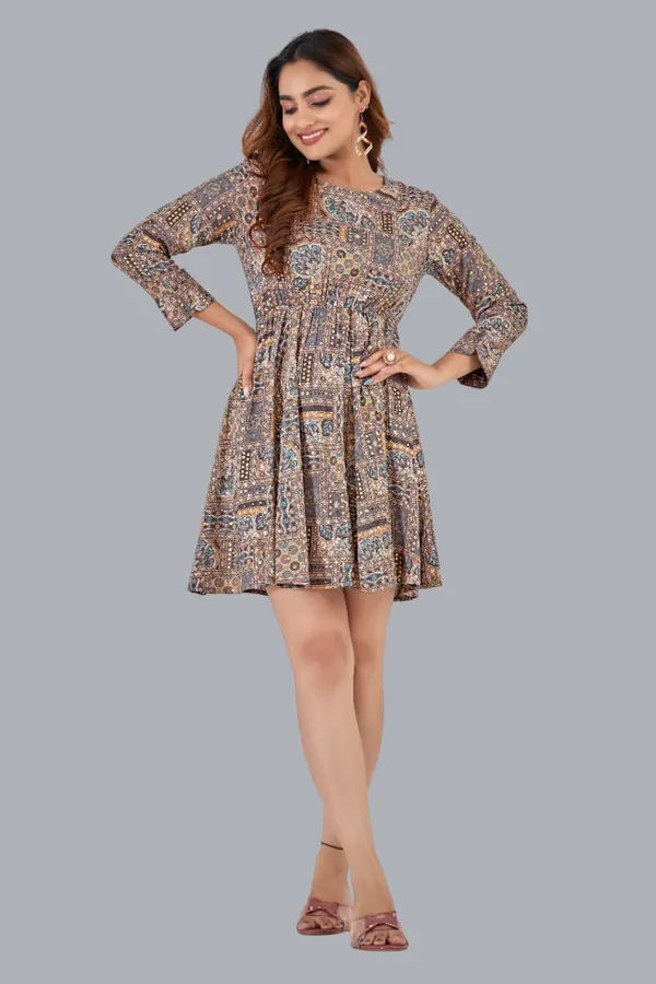 Beige_Viscose_Rayon_Dresses_For_Women