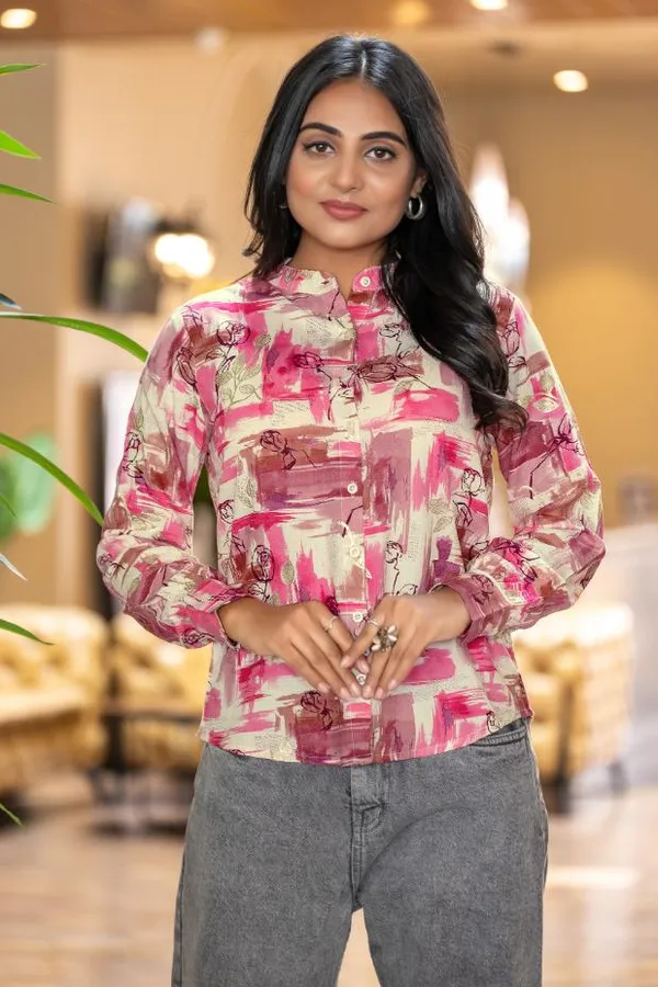 Pink_Viscose_Rayon_Shirts_For_Women