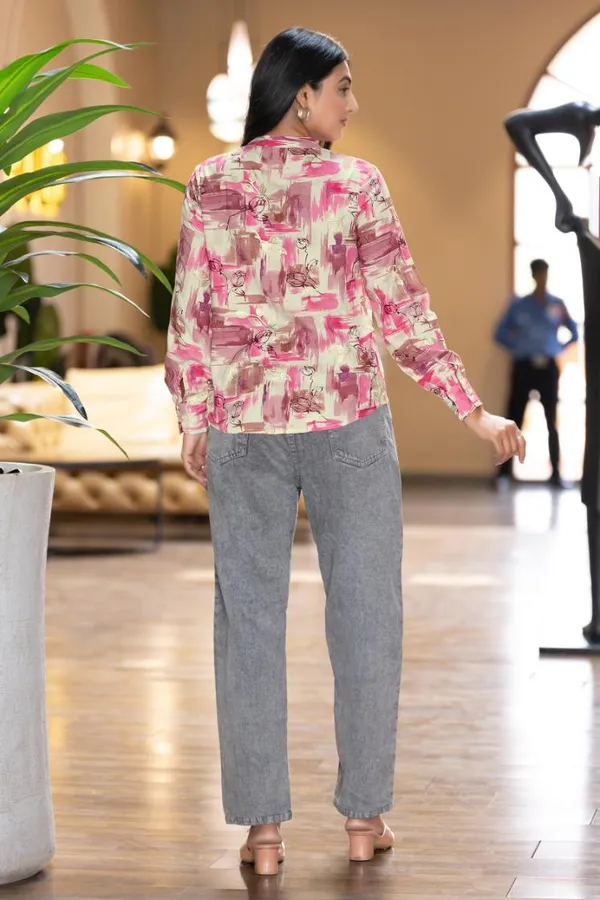 Pink_Viscose_Rayon_Shirts_For_Women