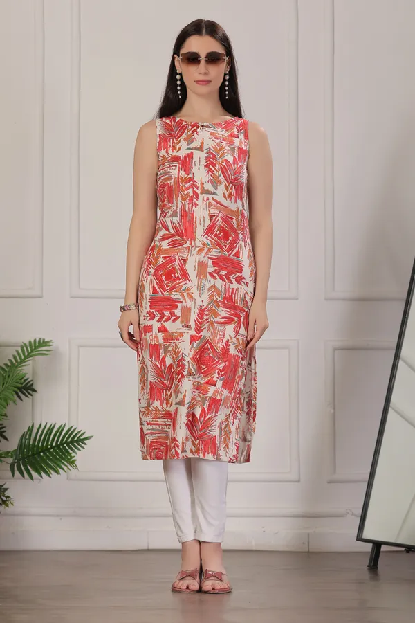 Berry_Red_Viscose_Rayon_Kurtis_For_Women