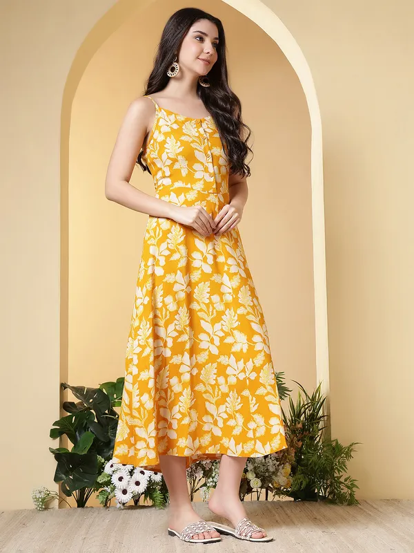 Mustard_Viscose_Rayon_Dresses_For_Women