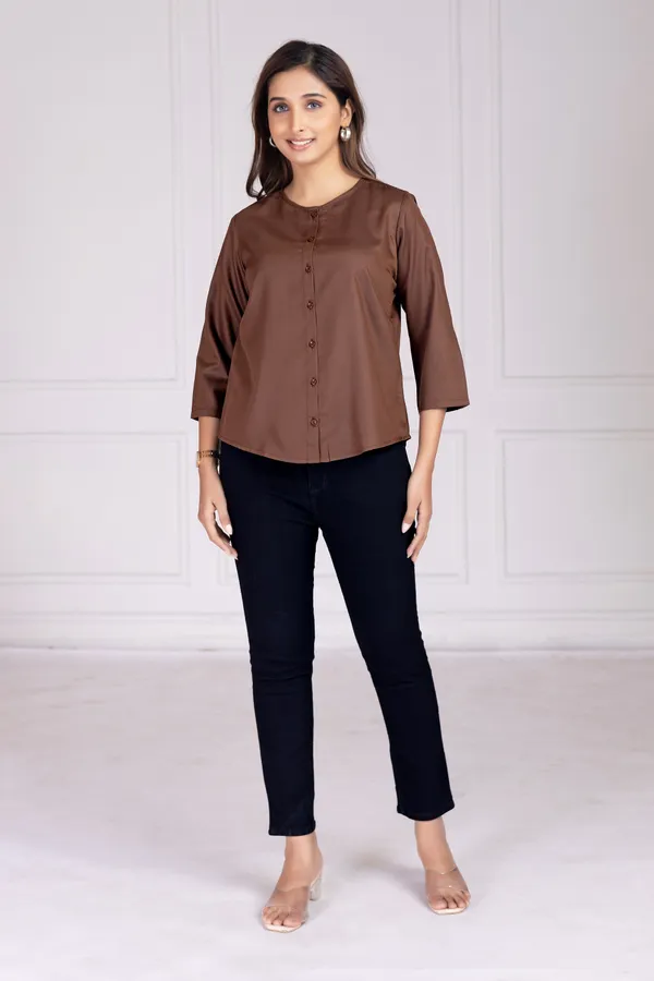 Coffee_Cotton_Shirts_For_Women