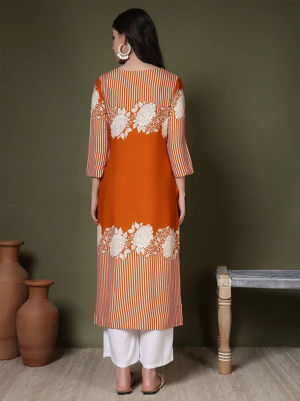 Orange_Viscose_Rayon_Kurtis_For_Women