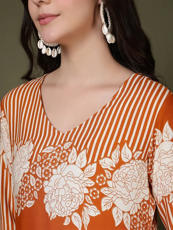 Orange_Viscose_Rayon_Kurtis_For_Women