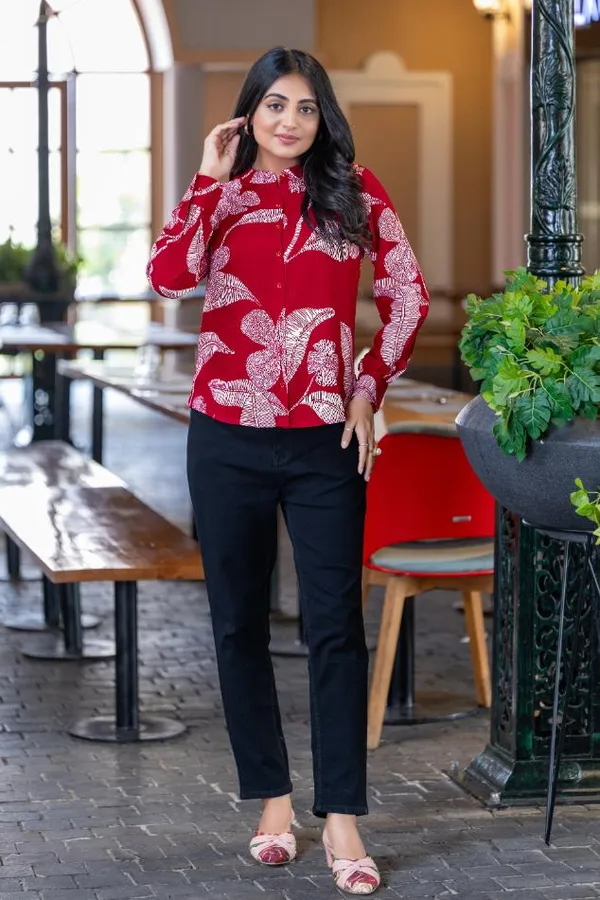 Red_Viscose_Rayon_Shirts_For_Women