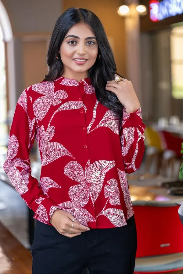 Red_Viscose_Rayon_Shirts_For_Women
