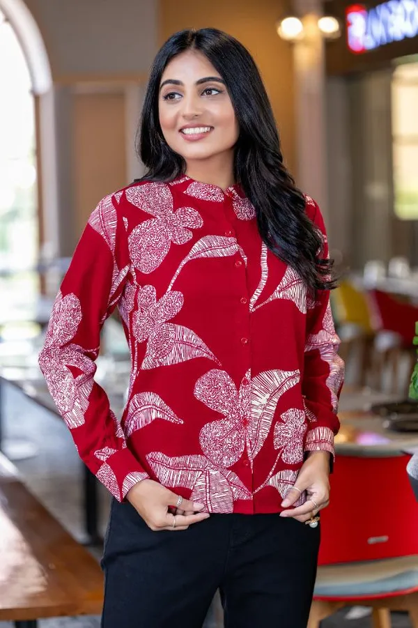 Red_Viscose_Rayon_Shirts_For_Women
