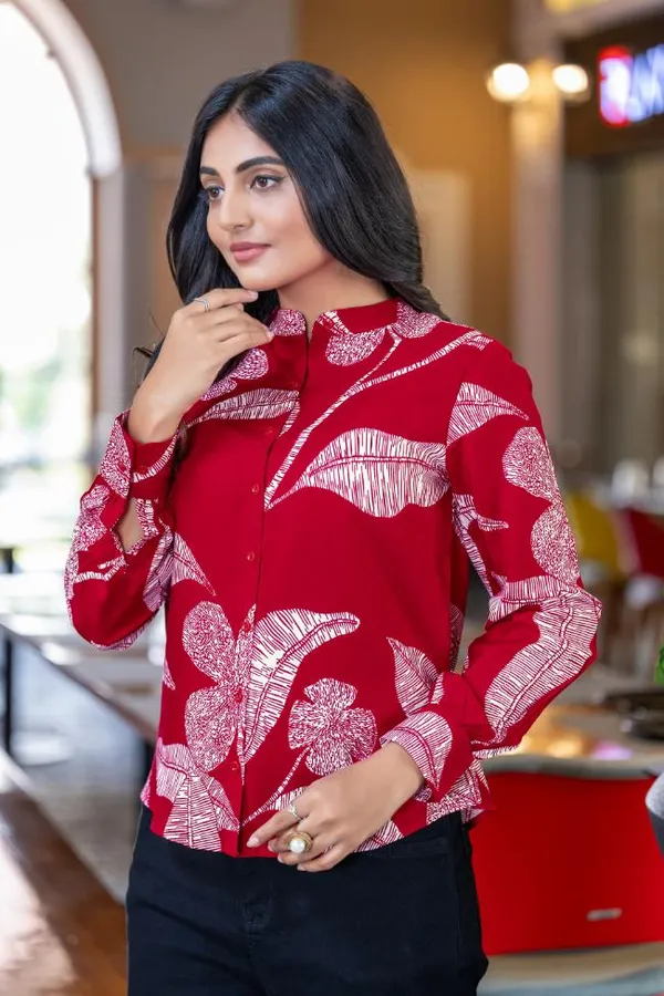 Red_Viscose_Rayon_Shirts_For_Women