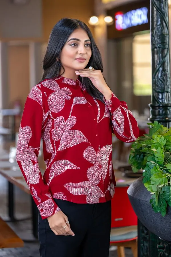 Red_Viscose_Rayon_Shirts_For_Women