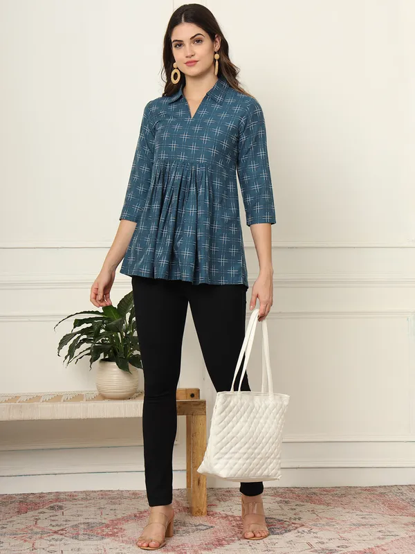 Blue_Pure_Cotton_Top_For_Women