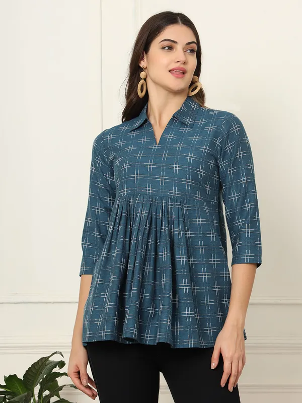 Blue_Pure_Cotton_Top_For_Women