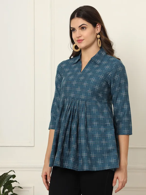 Blue_Pure_Cotton_Top_For_Women