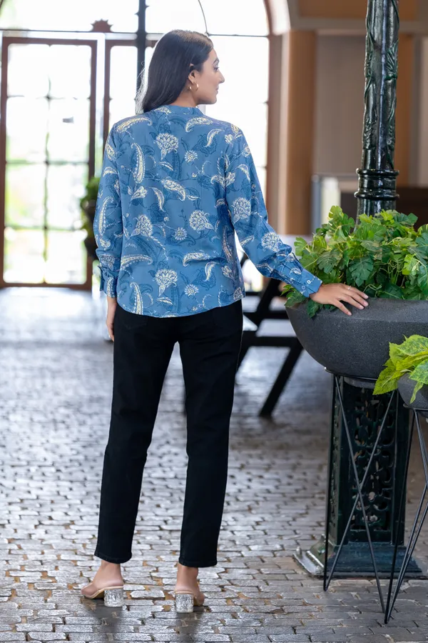 Blue_Viscose_Rayon_Shirts_For_Women