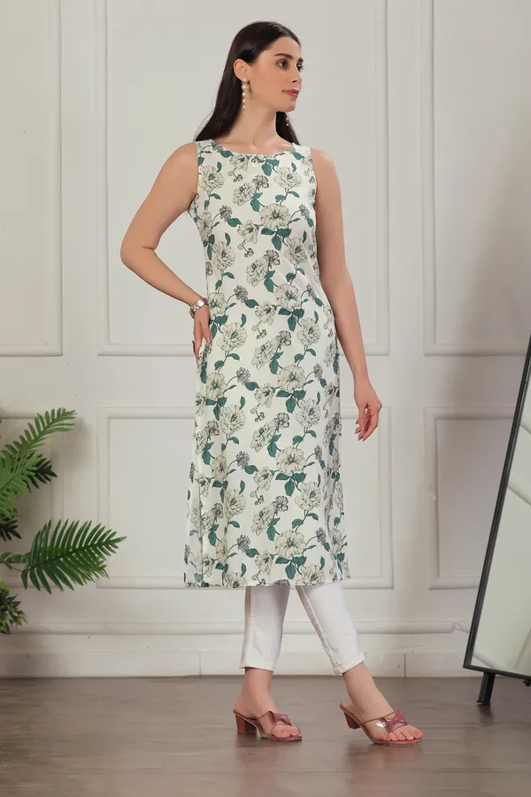 Green_Viscose_Rayon_Kurtis_For_Women