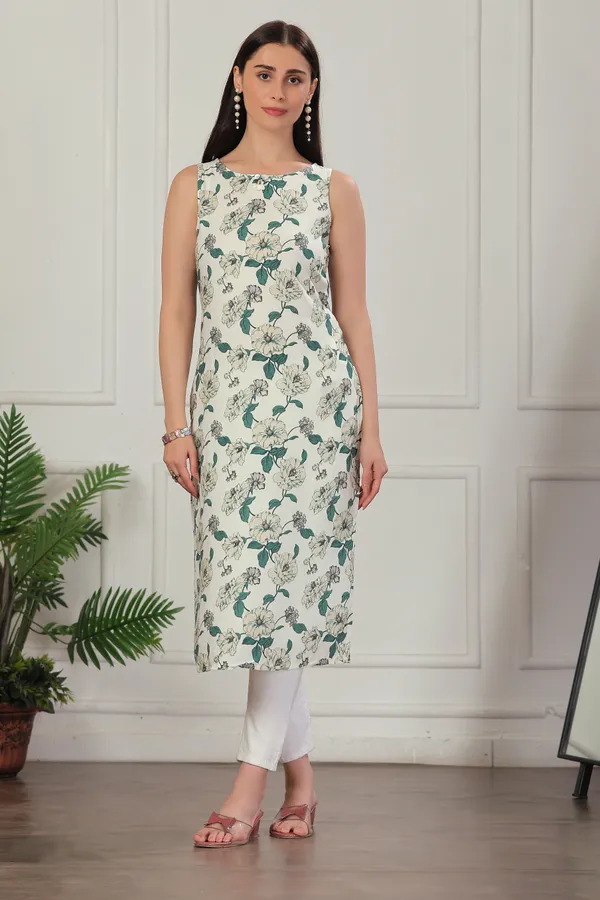 Green_Viscose_Rayon_Kurtis_For_Women