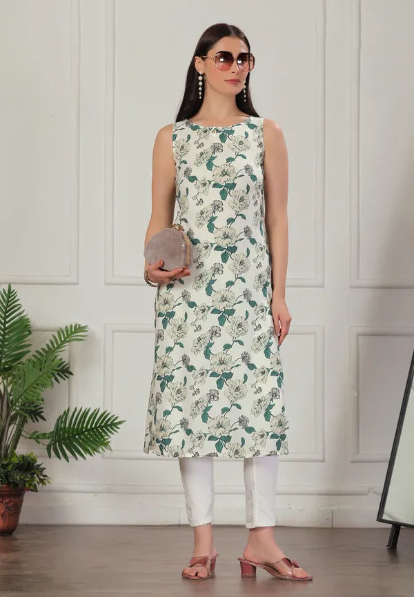 Green_Viscose_Rayon_Kurtis_For_Women