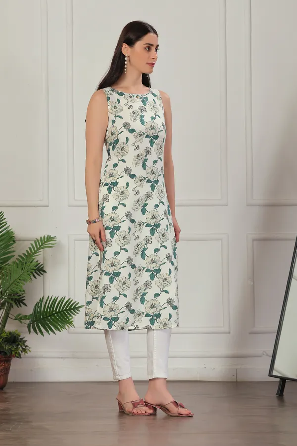 Green_Viscose_Rayon_Kurtis_For_Women