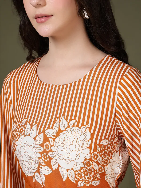 Orange_Viscose_Rayon_Dresses_For_Women