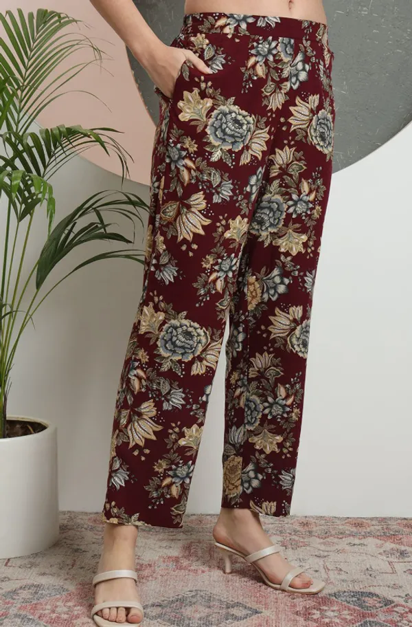 Maroon_Rayon_Co-Ord_Set_For_Women