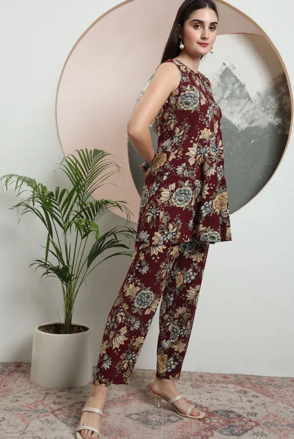 Maroon_Rayon_Co-Ord_Set_For_Women