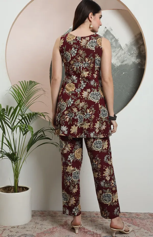 Maroon_Rayon_Co-Ord_Set_For_Women