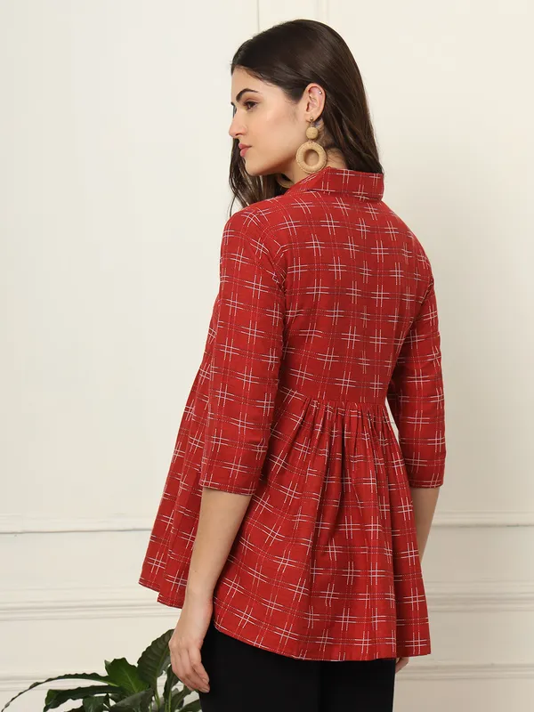 Red_Pure_Cotton_Top_For_Women