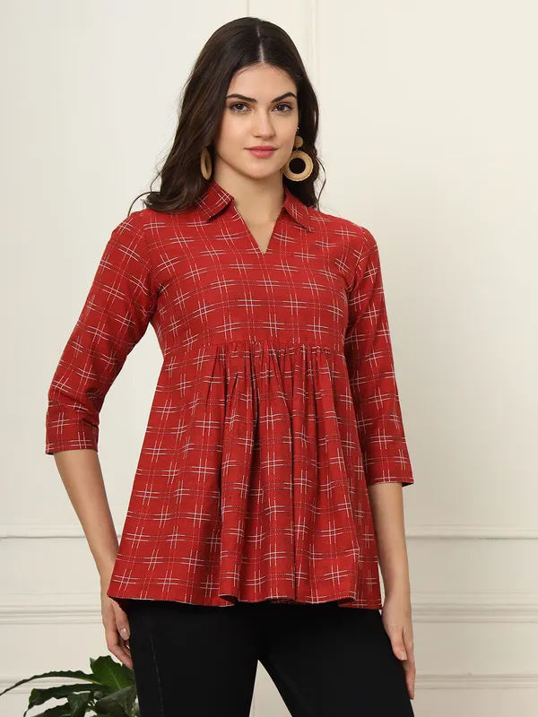 Red_Pure_Cotton_Top_For_Women