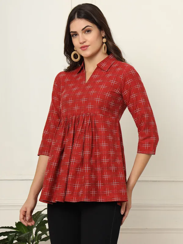 Red_Pure_Cotton_Top_For_Women