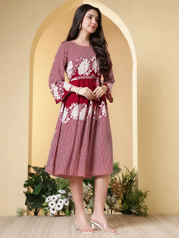 Red_Viscose_Rayon_Dresses_For_Women